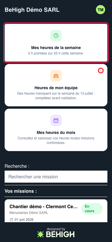 Espace pro du salarié sur mobile