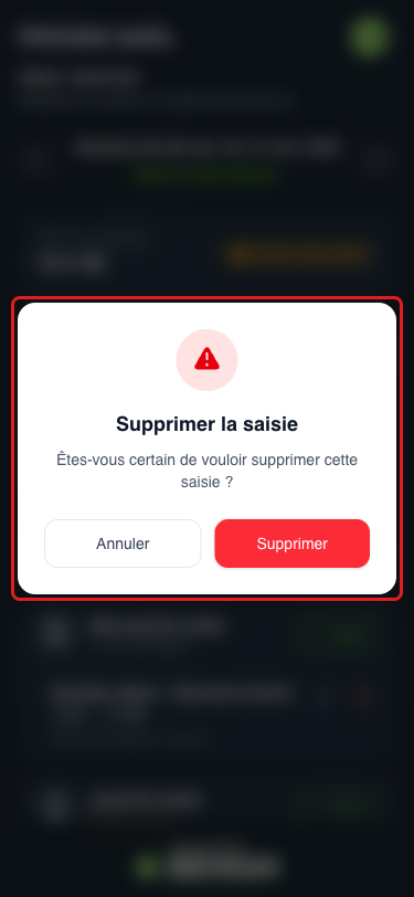 Fenêtre de confirmation de suppression