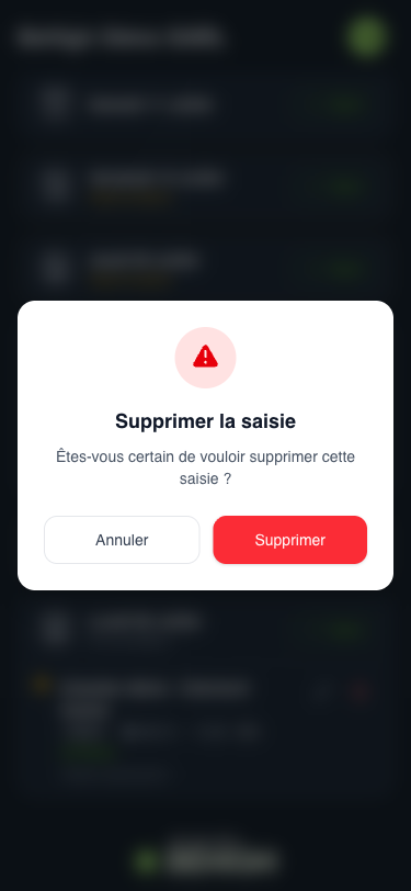 Fenêtre de confirmation de suppression