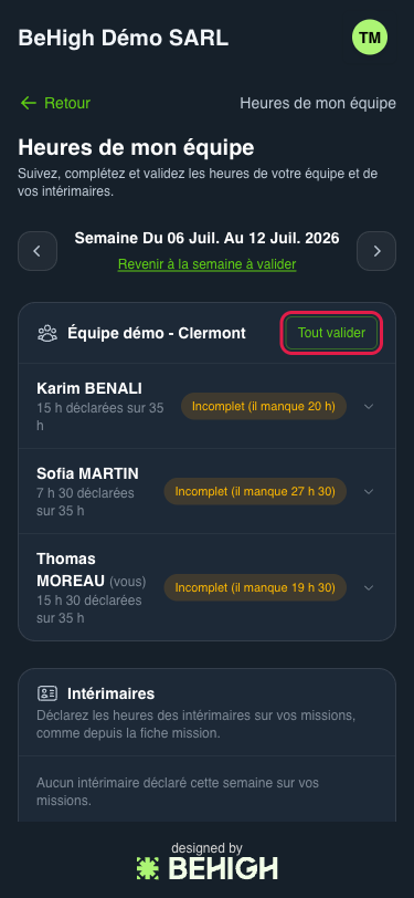 Bouton Tout valider