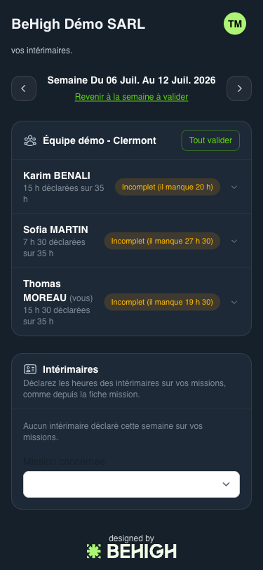 Section Intérimaires