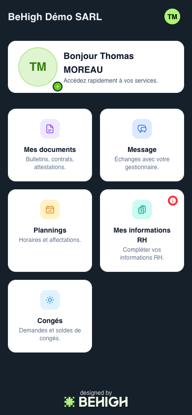 Accueil salarié, Mon espace privé