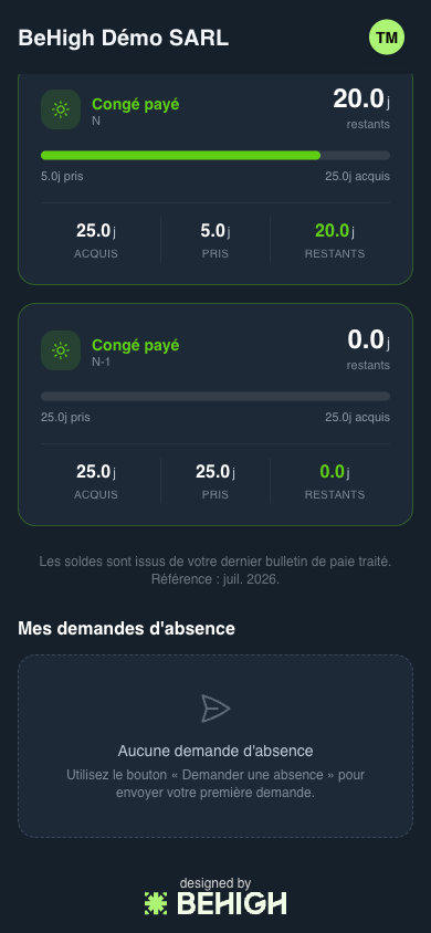 Liste des demandes d'absence