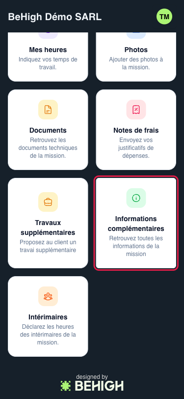 Tuile Informations complémentaires