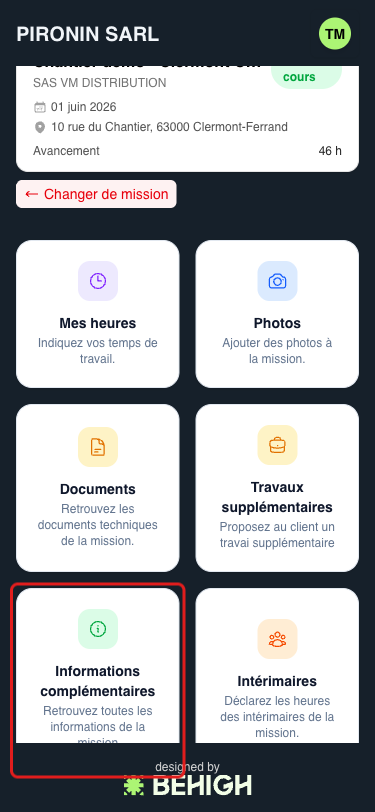 Tuile Informations complémentaires