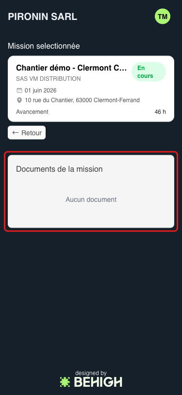 Documents de la mission