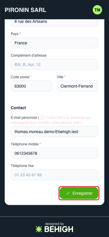 Bouton Enregistrer