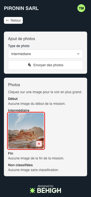 Photo ajoutée sous le type choisi