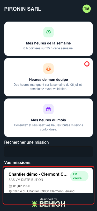 Sélection de la mission