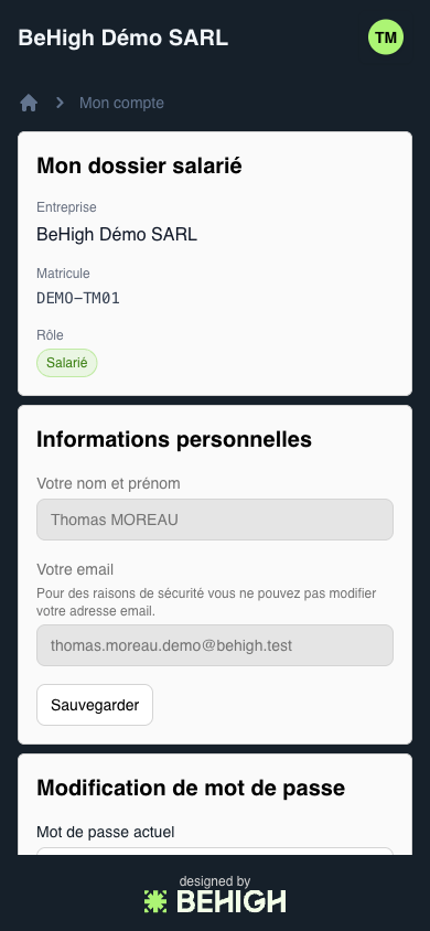 Mon dossier salarié et informations personnelles