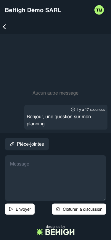 Fil de discussion et zone de saisie