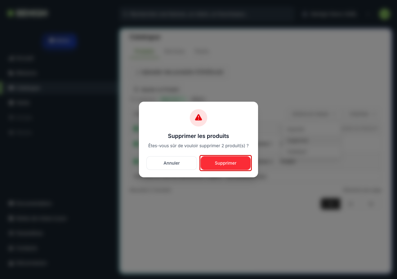 Confirmation de la suppression